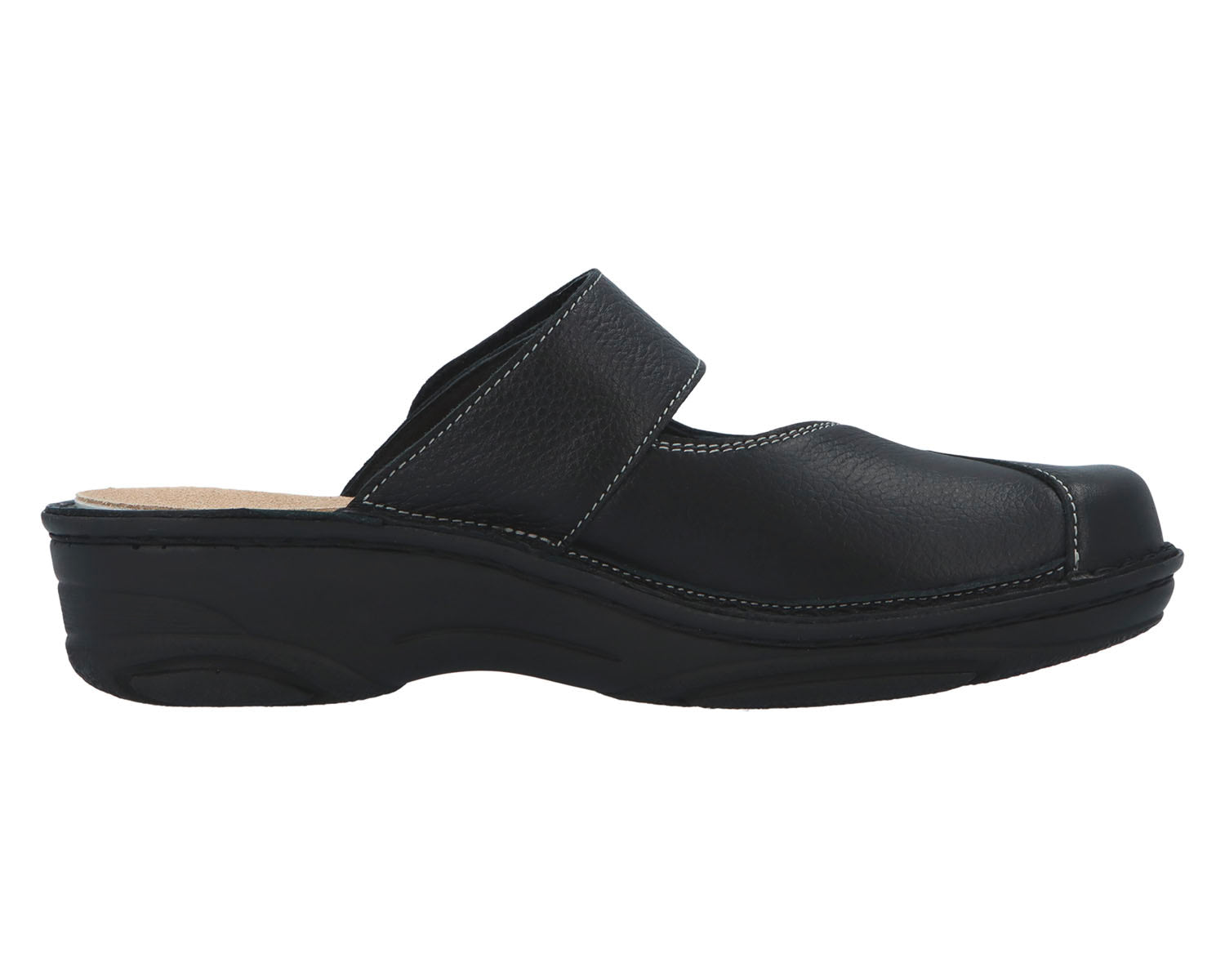HELIANE Black Leather/Stretch