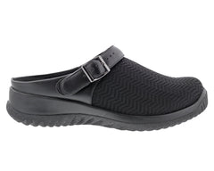 SAVANNAH Black Wavy Stretch Fabric/Leather