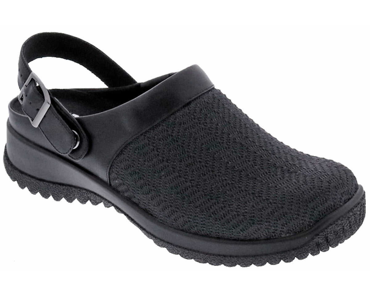 SAVANNAH Black Wavy Stretch Fabric/Leather