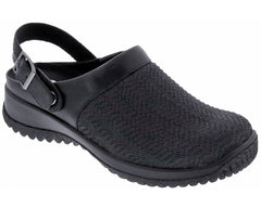 SAVANNAH Black Wavy Stretch Fabric/Leather