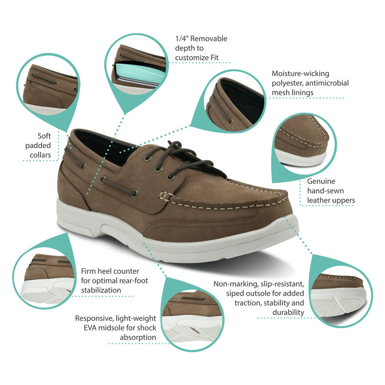 Men's Orthopedic Boat Shoe - Light Brown
