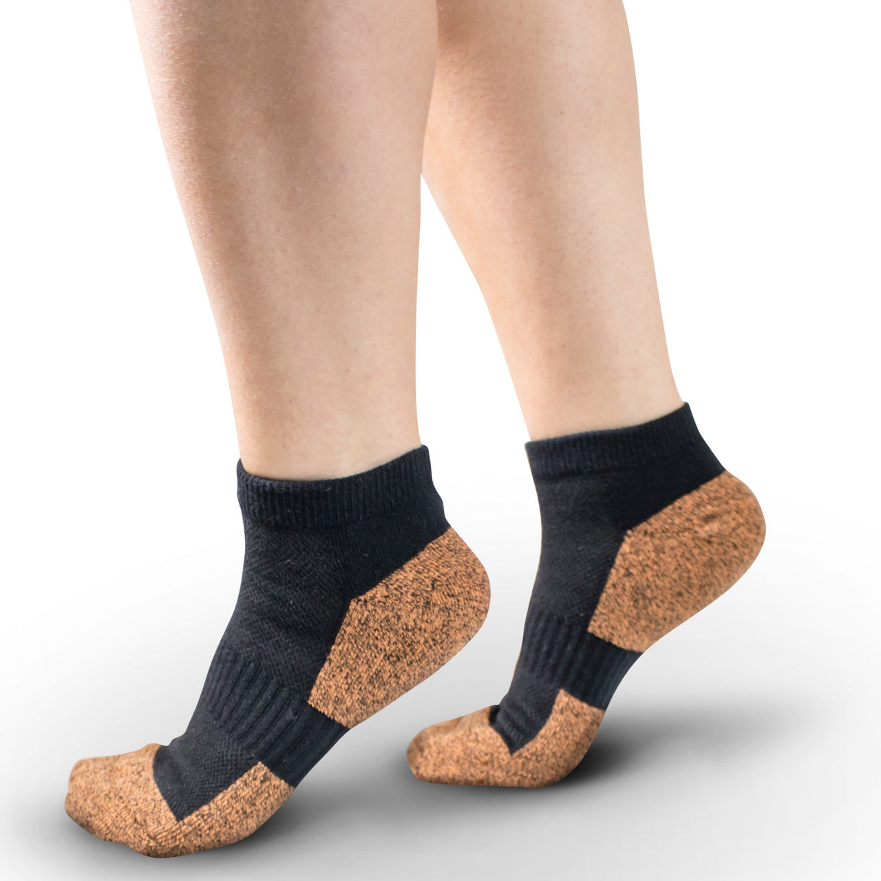 Non-Binding Copper Cloud Diabetic Socks - No Show Unisex Black (3 pk)