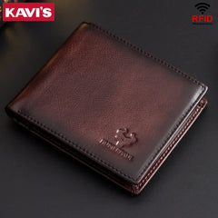 KAVIS Handmade Men's Wallet - Genuine Leather RFID Block