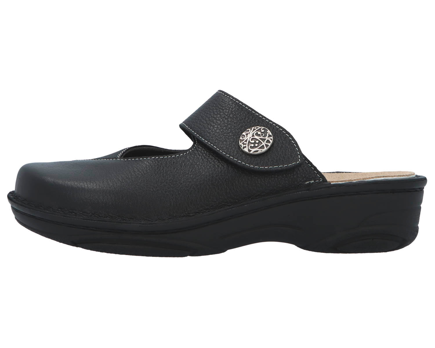 HELIANE Black Leather/Stretch